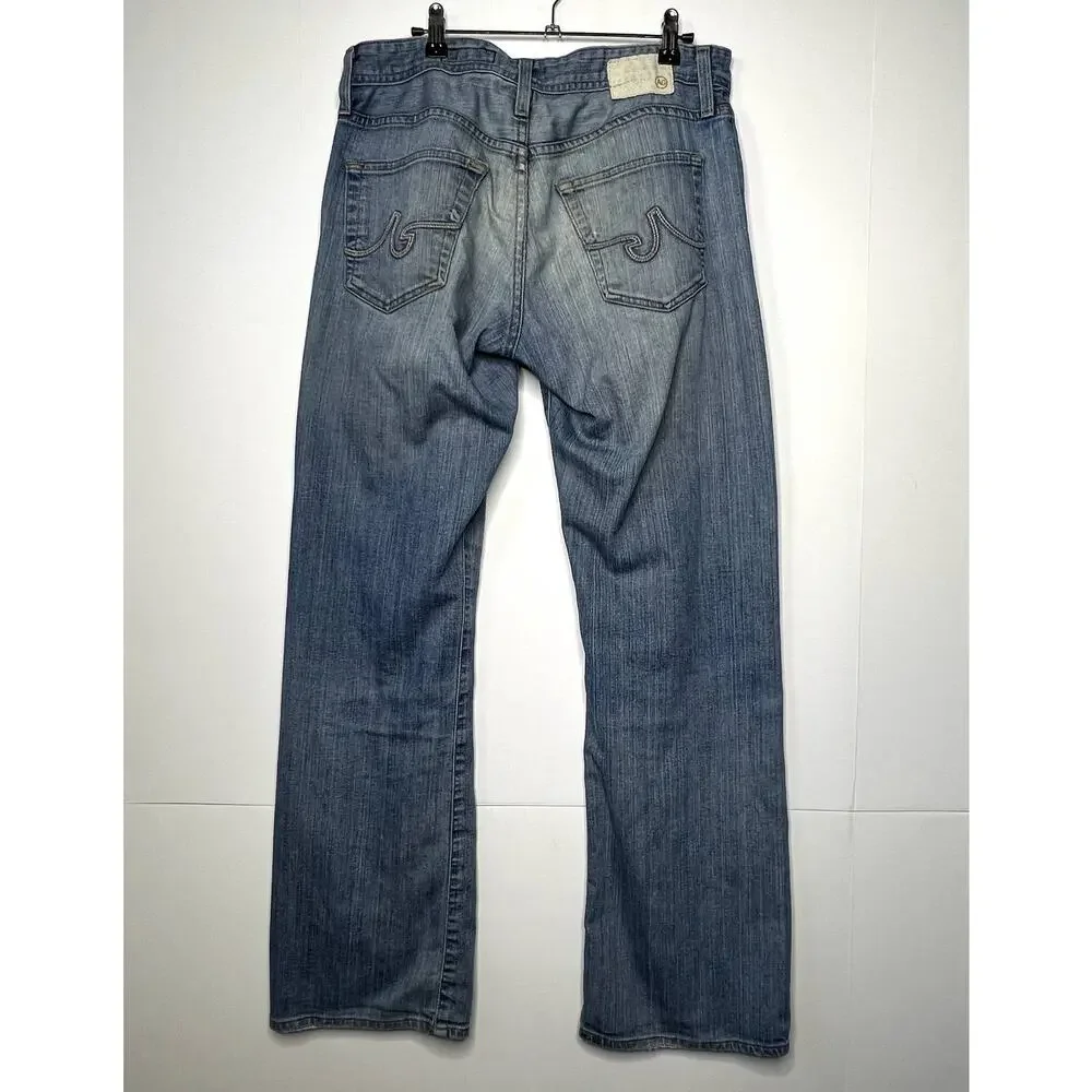 Adriano Goldschmied AG Protege Straight Leg Jeans Light Wash Mens 31R Distressed